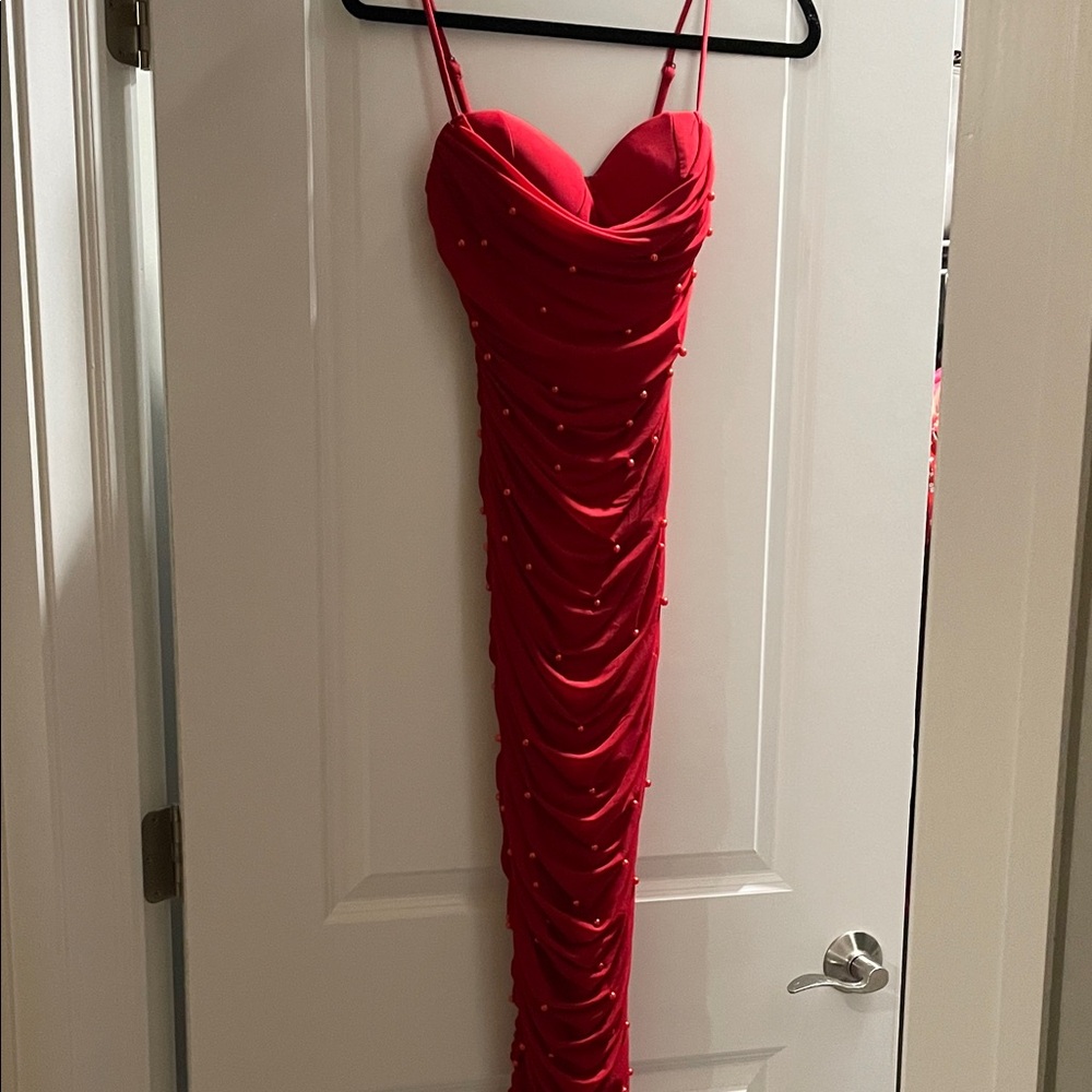 Windsor Strapless Red Draped Dress - Picture 3 of 3